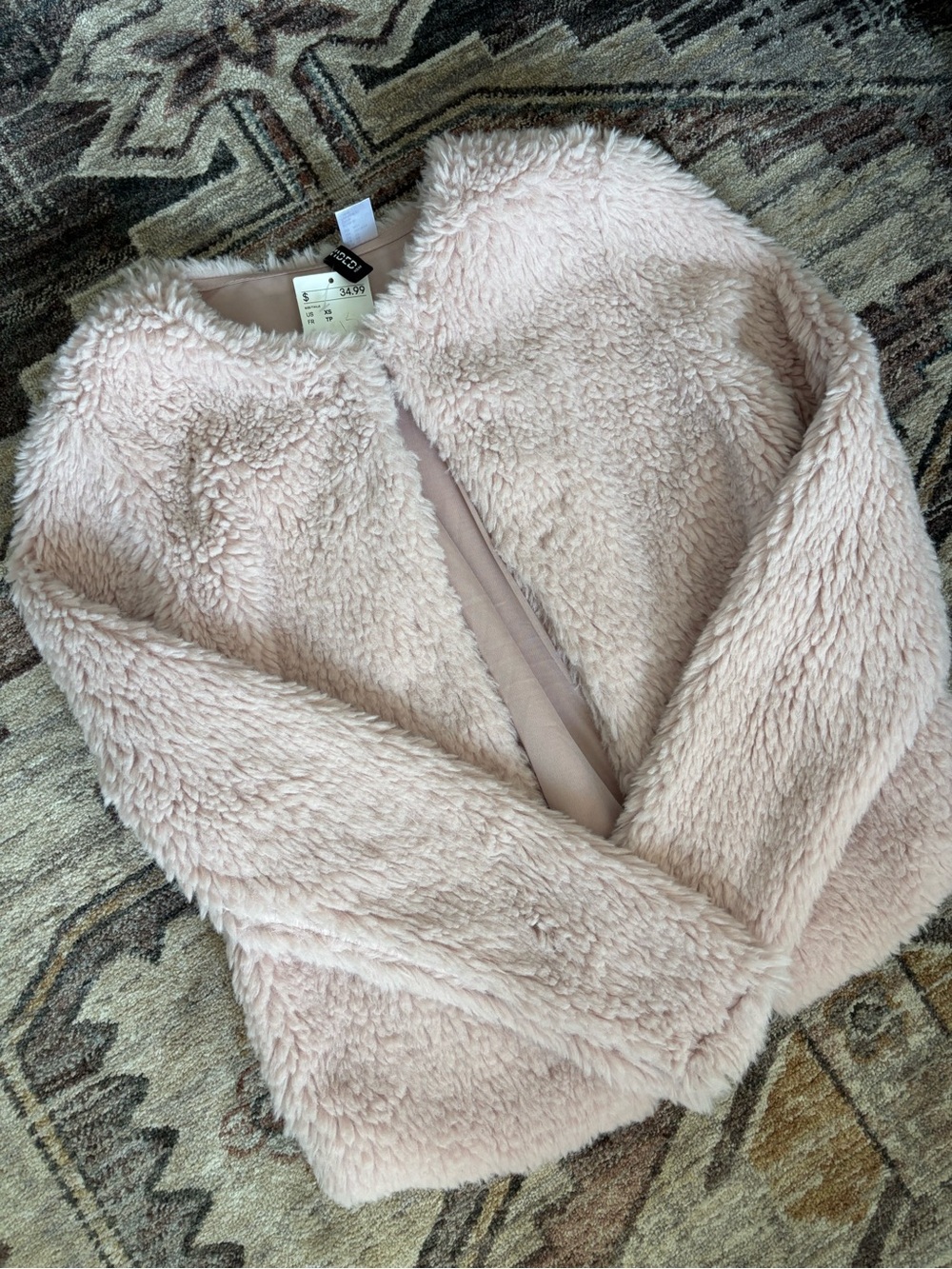 Divided Plush Teddy Jacket - Light Pink